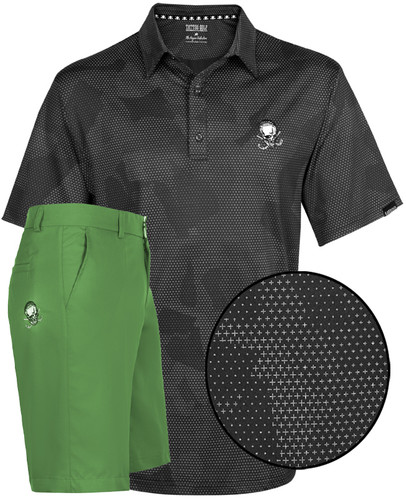 Rogue Cool-Stretch men's golf shirt with green OB skull ProCool golf shorts - what a combo!