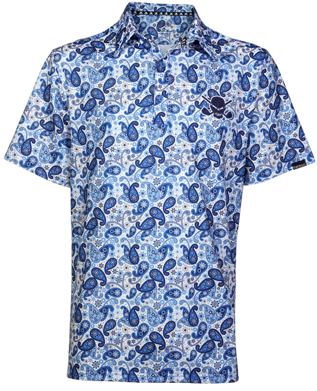 Classic paisley print with Cool-Stretch fabric technology - men's sizes small through 4XL.  Also available in blue/white