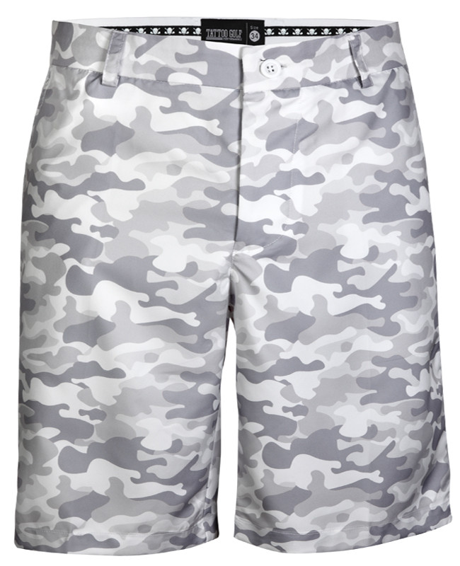 Camo print golf shorts with Pro Cool Technology for a super-cool and comfortable fit & feel.   Our Golf shorts are also available in black, grey, khaki, red, white, electric blue, multi-color, plaid, horizontal stripes, and charcoal skulls - too many to list here!