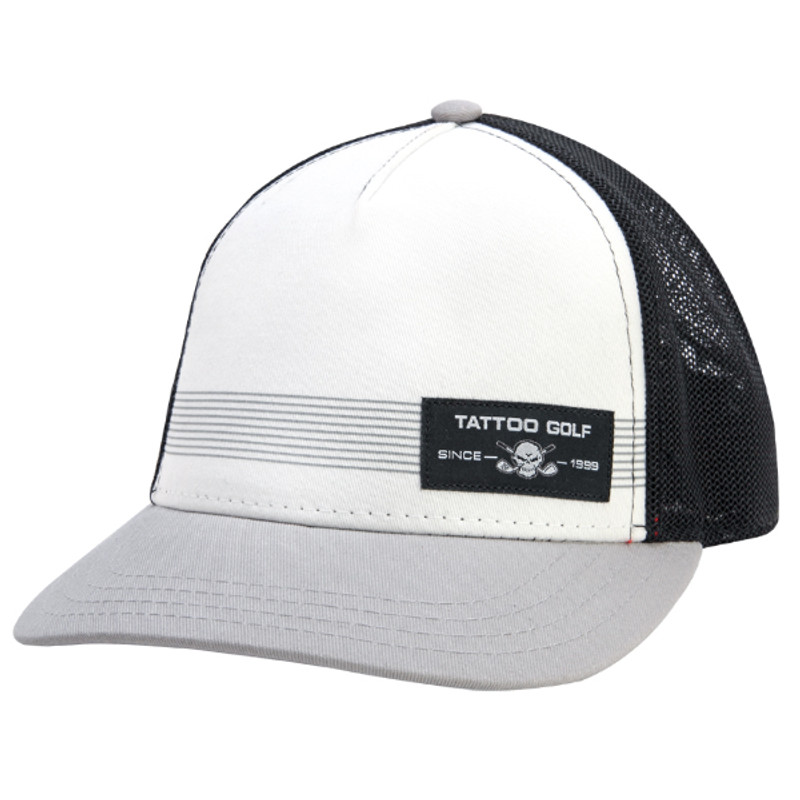 Adjustable one size fits most -  premium golf trucker hats with mesh back panels for max breathability.  Also available in black/white