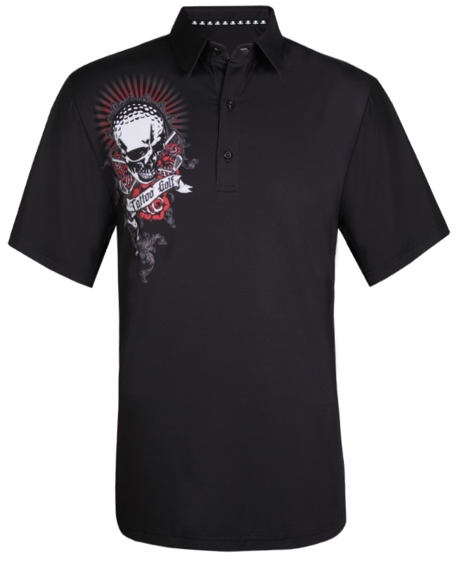 Bad Lies skull design black golf shirt Men's Golf Polo, Wild Golf Shirts