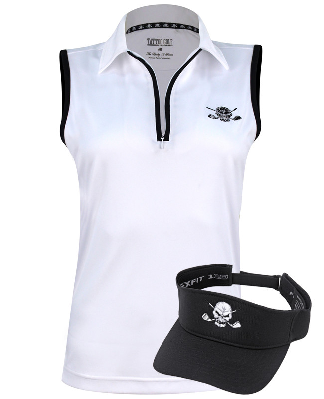 Women's high performance ProCool fabric golf shirt and an adjustable Flexfit golf visor - sweet golf outfit!