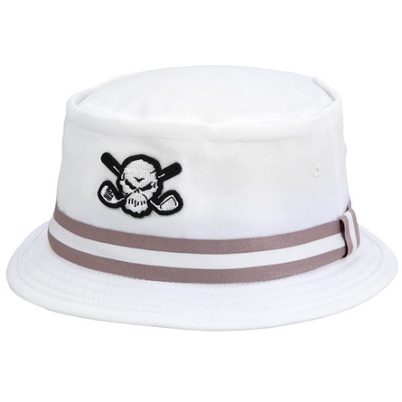 Premium Bucket Golf Hat w/ Skull (White)