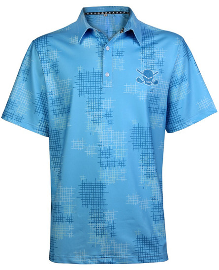 GTX graphic print golf shirt Men's Golf Polo (aqua) Wild Golf Shirts ...