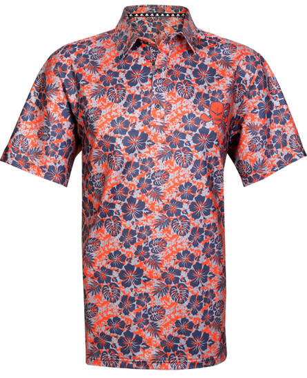 Aloha Performance Men's Hawaiian Golf Shirt - orange- Free shipping
