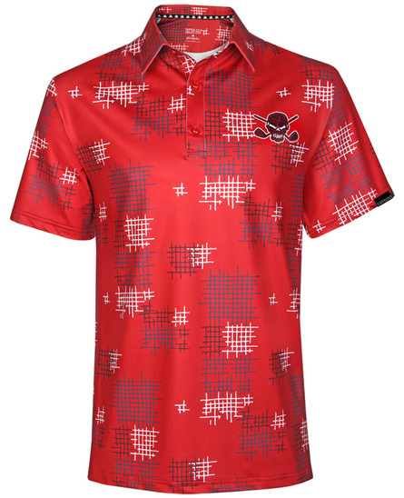 GTX graphic print golf shirt Men's Golf Polo (red) Wild Golf Shirts ...
