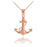 Rose Gold Anchor Diamond Pendant Necklace