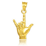Gold "Hang Loose" Shaka Charm Pendant