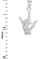 White Gold "Hang Loose" Shaka Charm Pendant