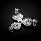 3pc White Gold 'BFF' Heart Charm Necklace Set