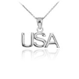 White Gold USA Pendant Necklace