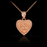3pc Rose Gold 'Best Friends' Heart Charm Necklace Set