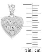 3pc White Gold 'Best Friends' Heart Charm Set