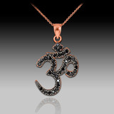 14k Rose Gold Om Black Diamond Necklace