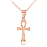 Rose Gold Egyptian Ankh Cross Charm Necklace
