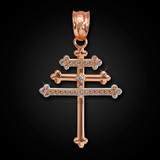Rose Gold Diamond Maronite Aramaic Cross