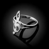 White Gold G-Clef Treble Music Note Ring