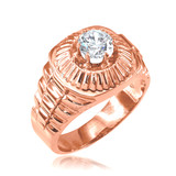 Rose Gold Watchband Design Men's CZ Ring