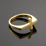Solid Gold Flat Top Sideways Cross Ring