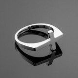 Solid White Gold Flat Top Sideways Cross Ring