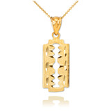 Gold Razor Blade Pendant Necklace