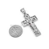 White Gold Universal Lucky Crucifix Cross CZ Pendant