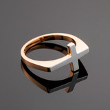 Two-Tone Solid Rose Flat Top Sideways Cross Ring