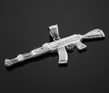 Solid White Gold AK-47 Rifle Gun Pendant