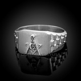 White Gold Masonic Ring