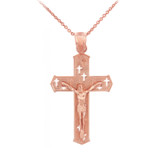 Rose Gold Crucifix Cross Pendant Necklace