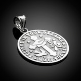 White Gold Reversible Graduation Medallion Charm Pendant