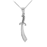 White Gold Islamic Scimitar Pendant Necklace