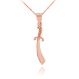 Rose Gold Scimitar Islamic Knife Charm Necklace