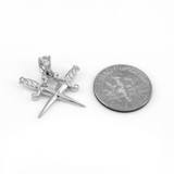 White Gold Crossing Daggers Charm Necklace