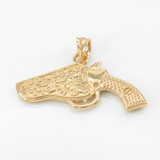 Gold Holstered Revolver Pistol Gun Pendant