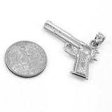 White Gold Pistol Pendant