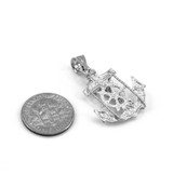White Gold Mariner Anchor Cross Necklace