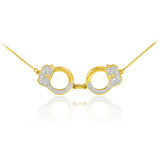14k Gold Handcuffs Necklace with Diamond Accents