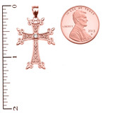 Rose Gold Armenian Apostolic Cross Diamond Charm Necklace