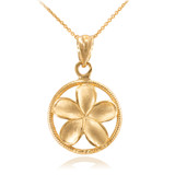 Gold Hawaiian Plumeria Flower Charm Necklace