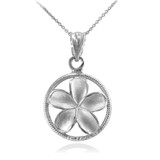 White Gold Hawaiian Plumeria Flower Charm Necklace