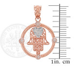 Rose Gold Hamsa Filigree Diamond Pendant Necklace
