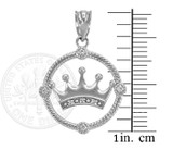 White Gold Quinceanera Crown Diamond Pendant Necklace