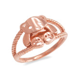 Rose Gold Teddy Bear Ladies Ring