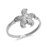 White Gold Ladies Starfish Ring