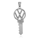 White Gold VW Volkswagen Key Pendant Necklace