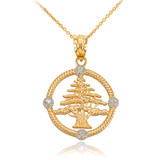 Gold Lebanon Cedar Tree Necklace