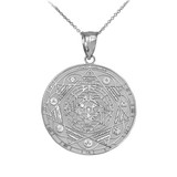 White Gold 7 Chakra Calendar Yoga Medallion Necklace