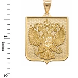 Solid Gold Russian Federation Coat of Arms Badge Pendant