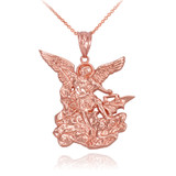 Saint Michael Rose Gold Pendant Necklace